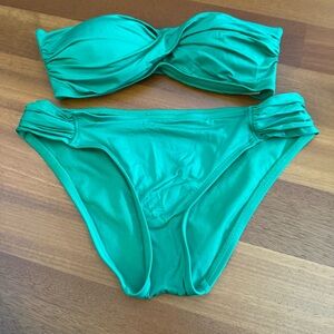 Mossimo Strapless Twist Bandeau Two Piece Bikini, Women’s S, Green